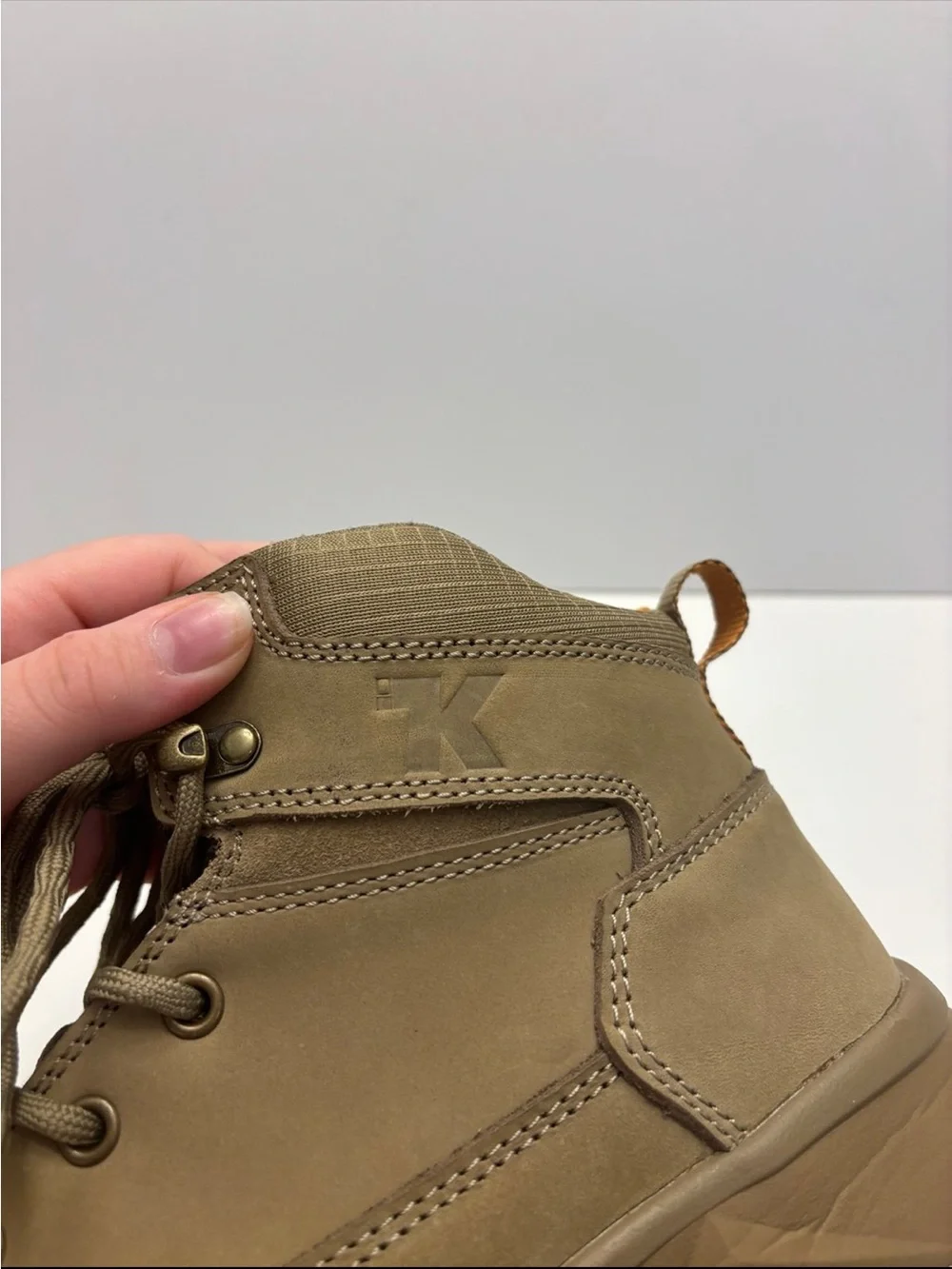 Kexin Men's Tan Work Safety Boots Lace Up Ankle Boots